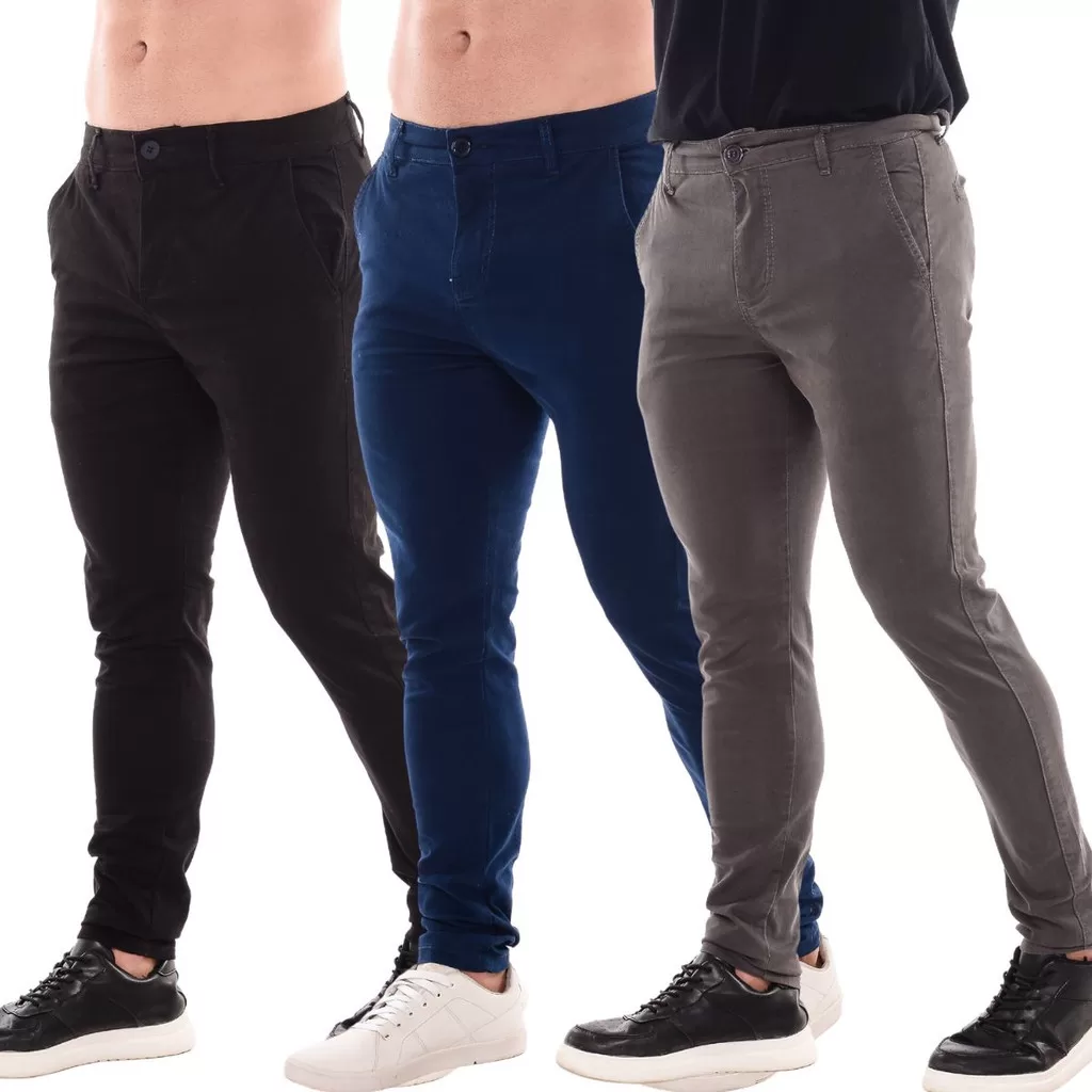 Kit 3 Calça Masculina Alfaiataria Social Slim Bolso Faca