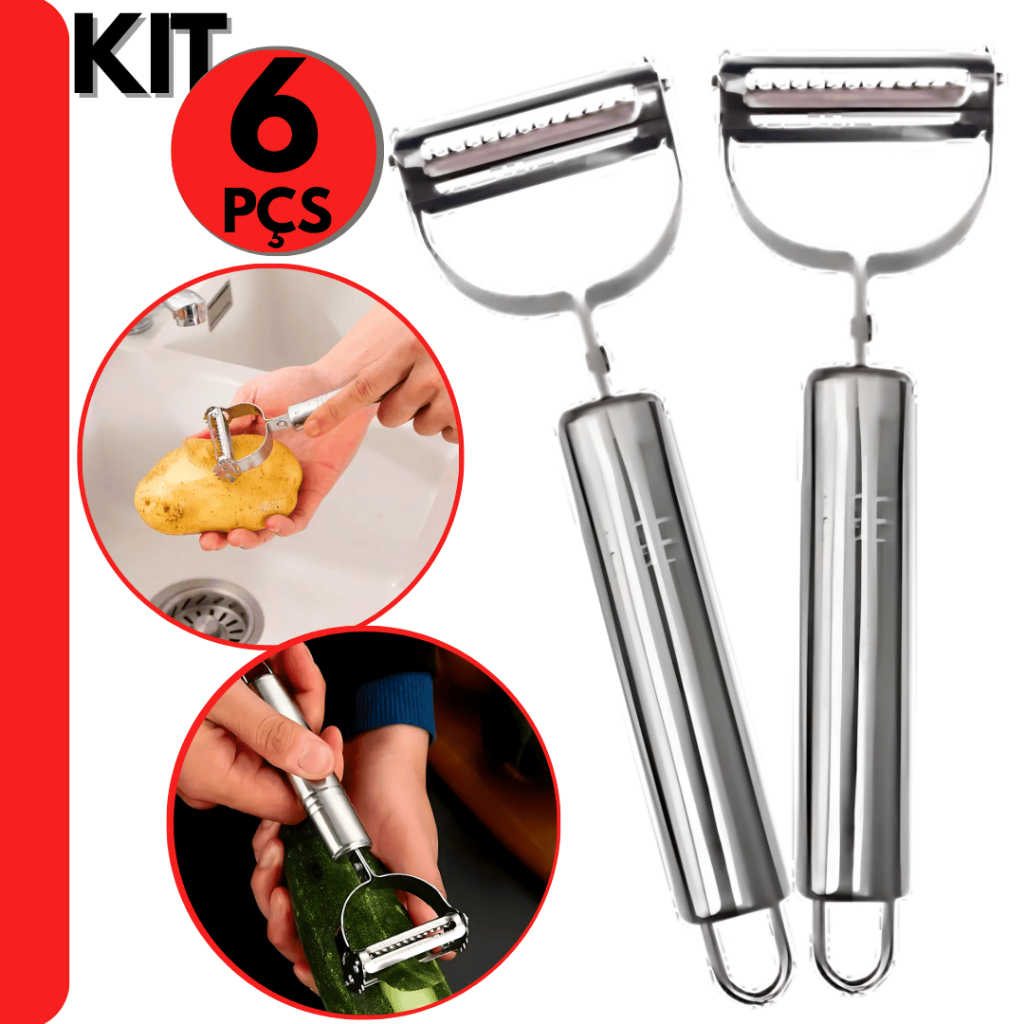 Kit 6 Descascadores de legumes com lamina afiada aço inox; Cozinha e Restaurantes