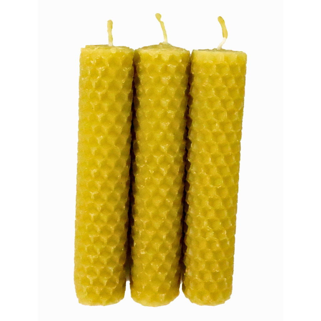 3 Velas de Cera de Abelha Natual 10×2 cm