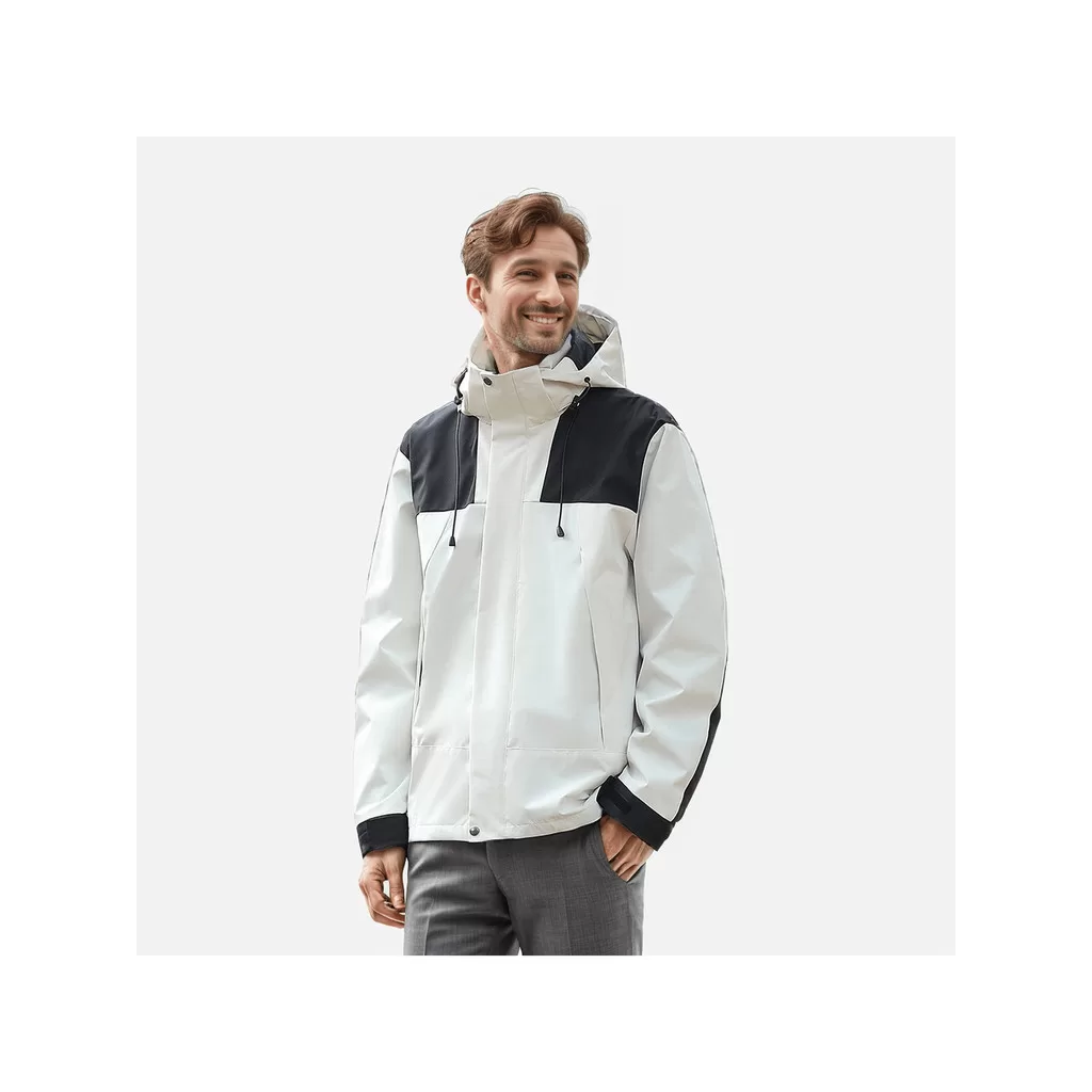 Jaqueta masculina inverno ao ar livre quente à prova de vento impermeável capuz destacável