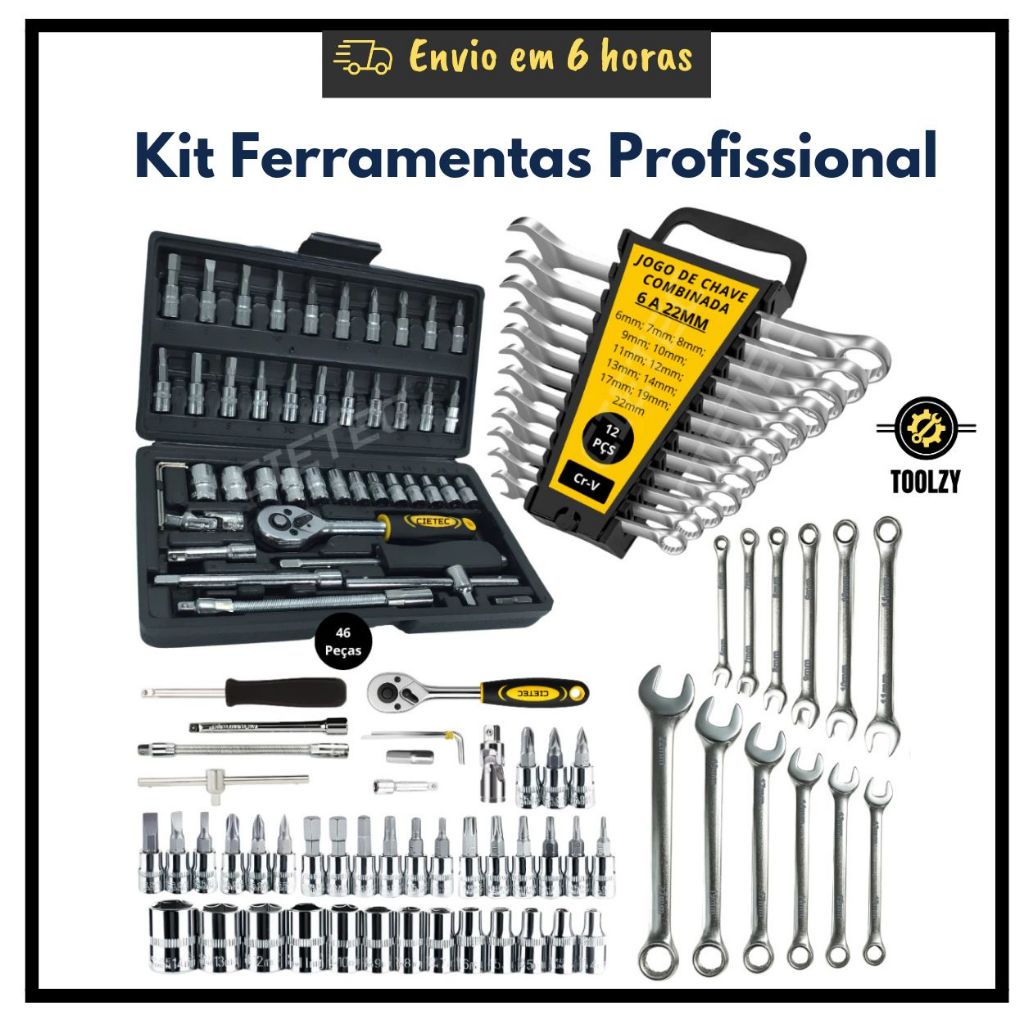 Jogo De Chave Soquete Catraca Chave Combinada Fenda Philips Soquetes Kit Ferramentas Completo Aço Cr