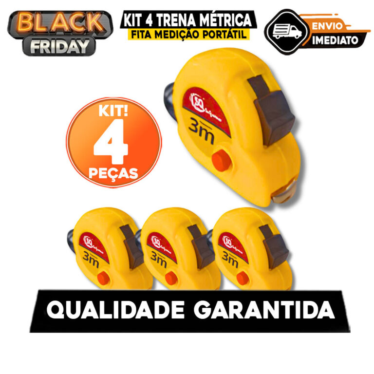 Kit 4 Trena 3MT Métrica Fita Medição Portátil 