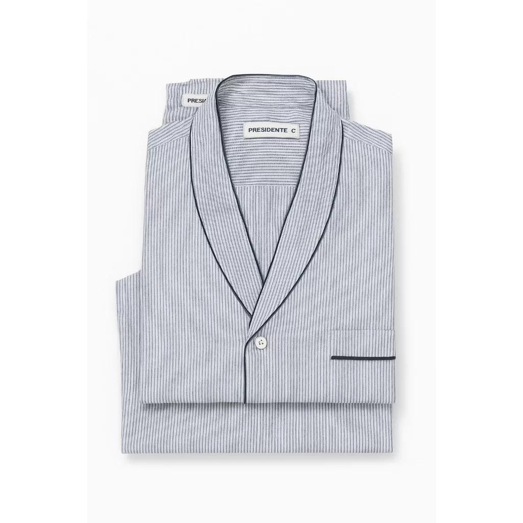 Pijama Masculino Presidente Listrado Azul Claro  Clássico e Confortável