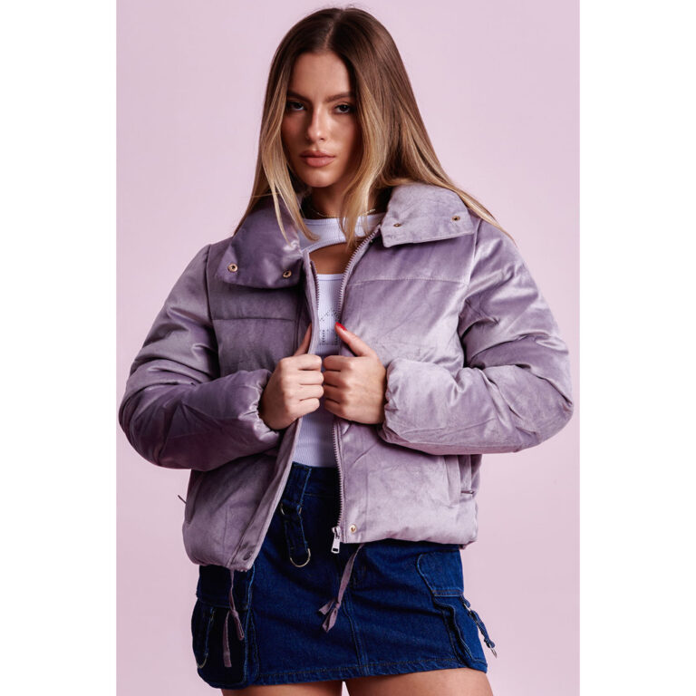Jaqueta Puffer Feminina Veludo Planet Girls Roxo M