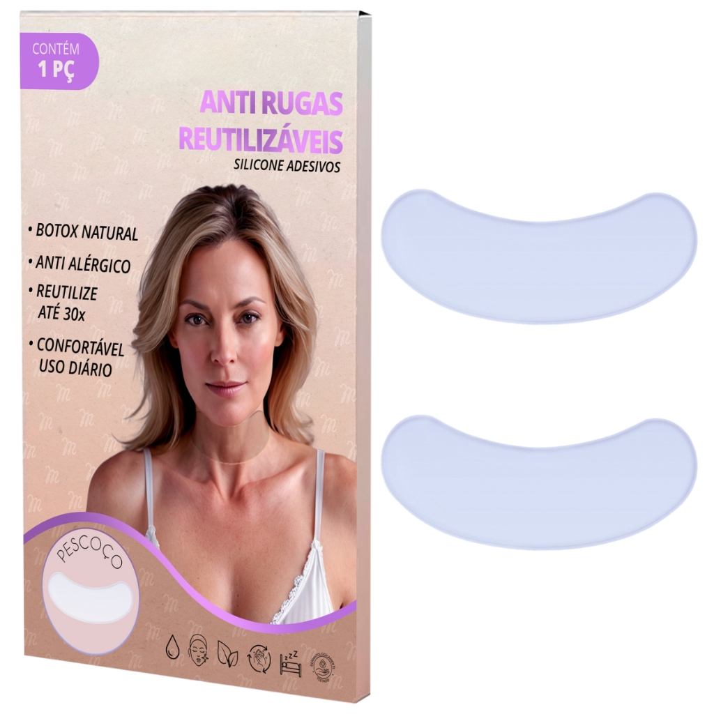 Kit com 2 Silicone Colágeno Adesivo Anti Rugas Pescoço Adesivo para Rugas Papada do Pescoço Skin Car