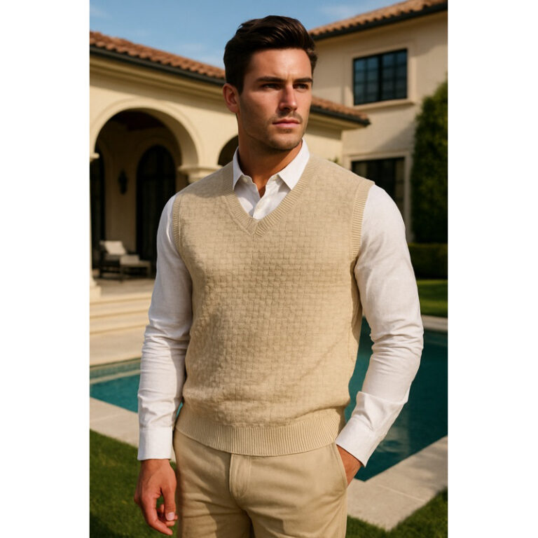 Colete de lã quadriculado Tricot suéter cardigan