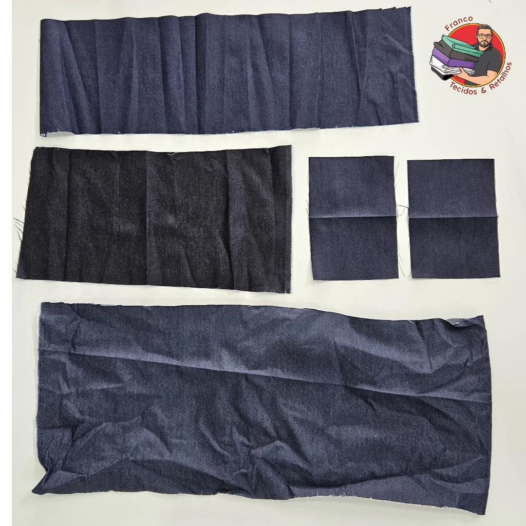 Tiras de jeans com elastano 2 kg – Tamanhos variados – Artesanato e costura.