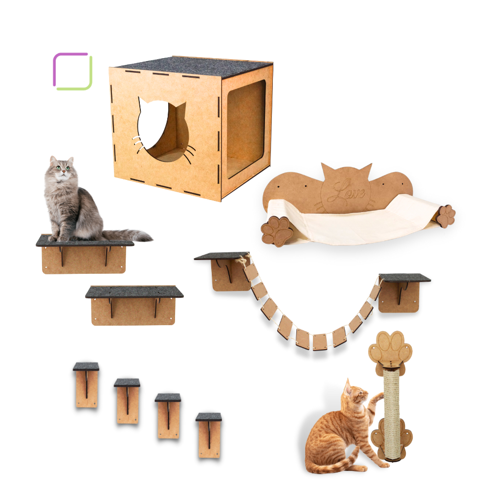 Melhores Kits Playground para Gatos Arranhador Nicho Ponte Prateleira Brinquedo Pet Gatil de Parede