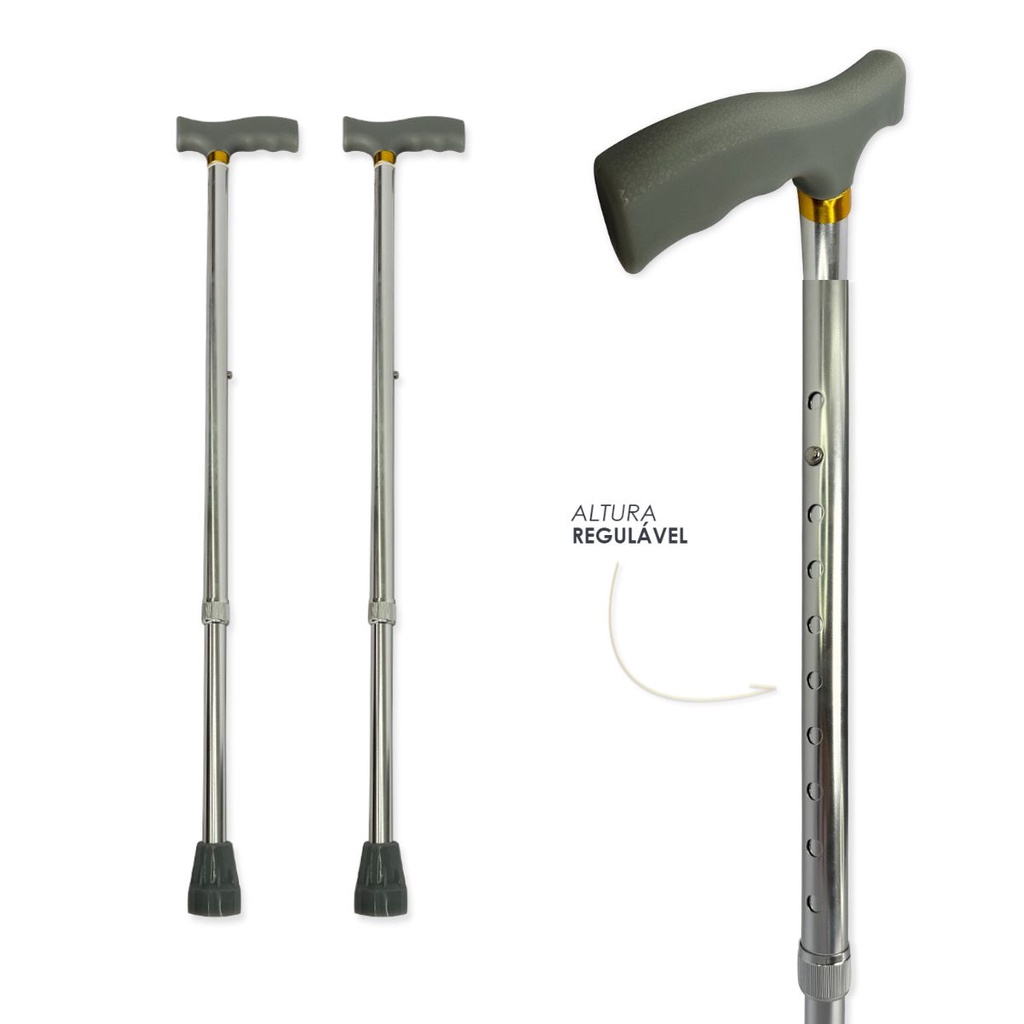 Kit 02 Bengalas Alumínio Regulável Suporta até 100kg