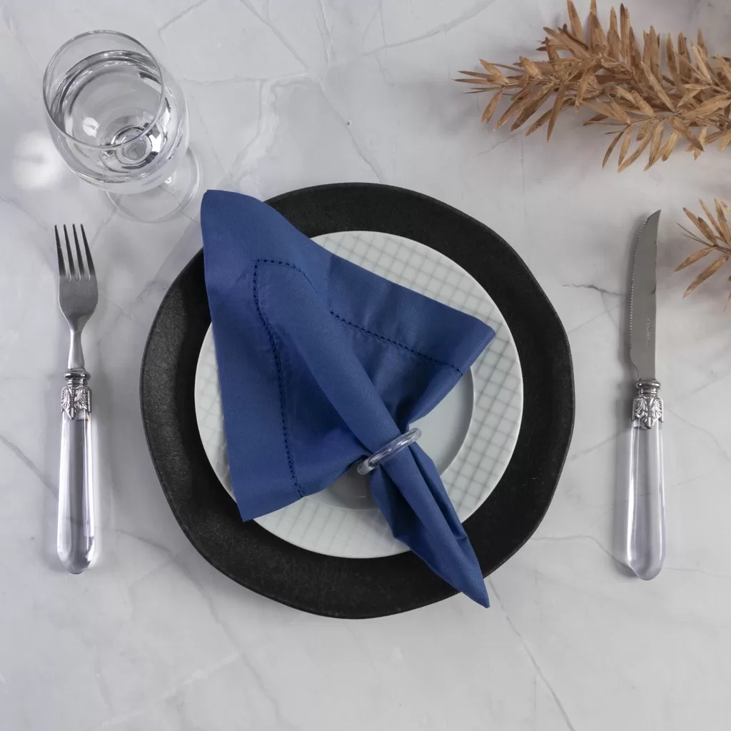 Guardanapo de Tecido Algodão Ponto Ajour 2 Pçs – Azul Royal