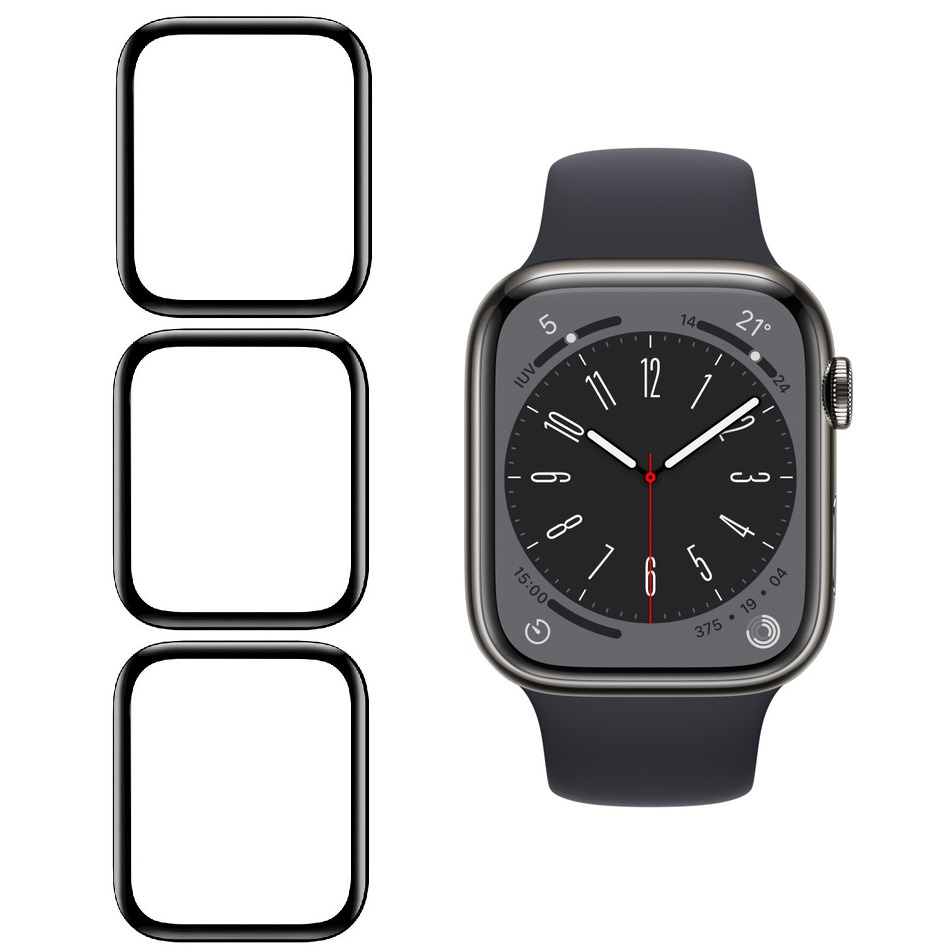 Kit 3 Películas para Apple Watch Series 7 8 9 41mm Full 3D Nano