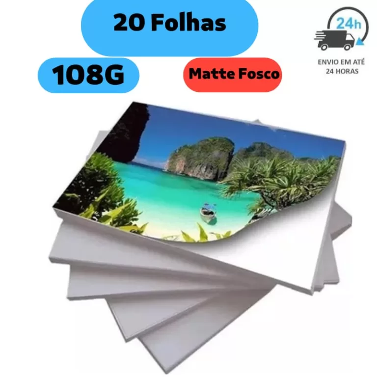 Papel Adesivo Fotográfico Matte Fosco 108g 20 fol