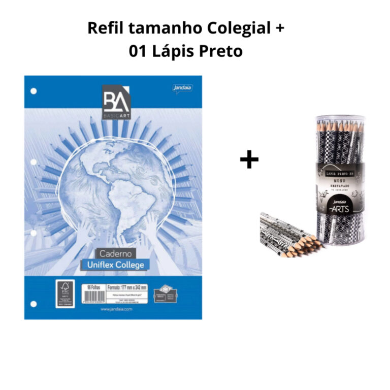Refil para Fichário Colegial Uniflex 4 Furos 80 f