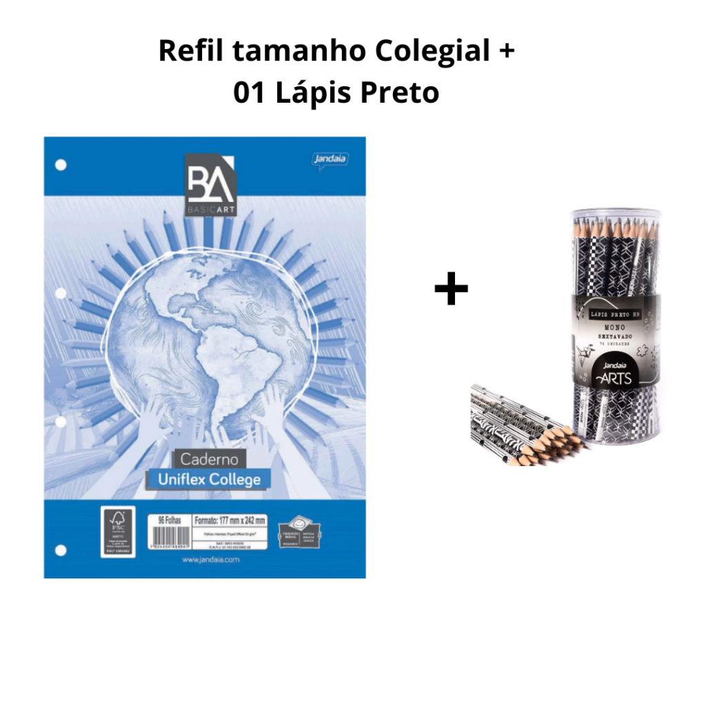 Refil para Fichário Colegial Uniflex 4 Furos 80 fls – Jandaia
