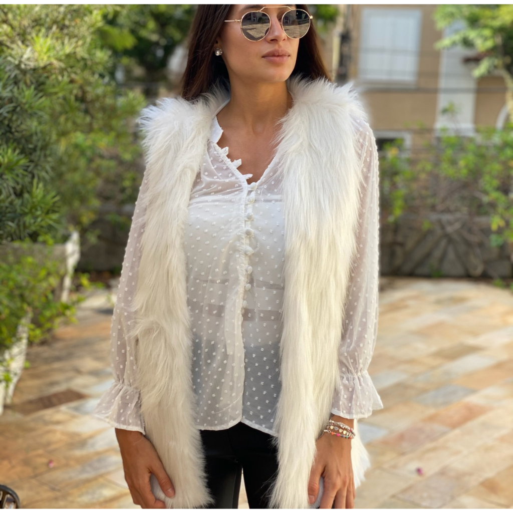 Maria Vai Com a Moda Colete de Pelo Sintético Macio Quente Inverno Tendência Colete de Pele Off