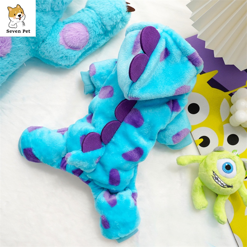 Roupas Fofas De Cachorro De Velo De Coral Capuz Transformação De Dinossauro De Quatro Pernas