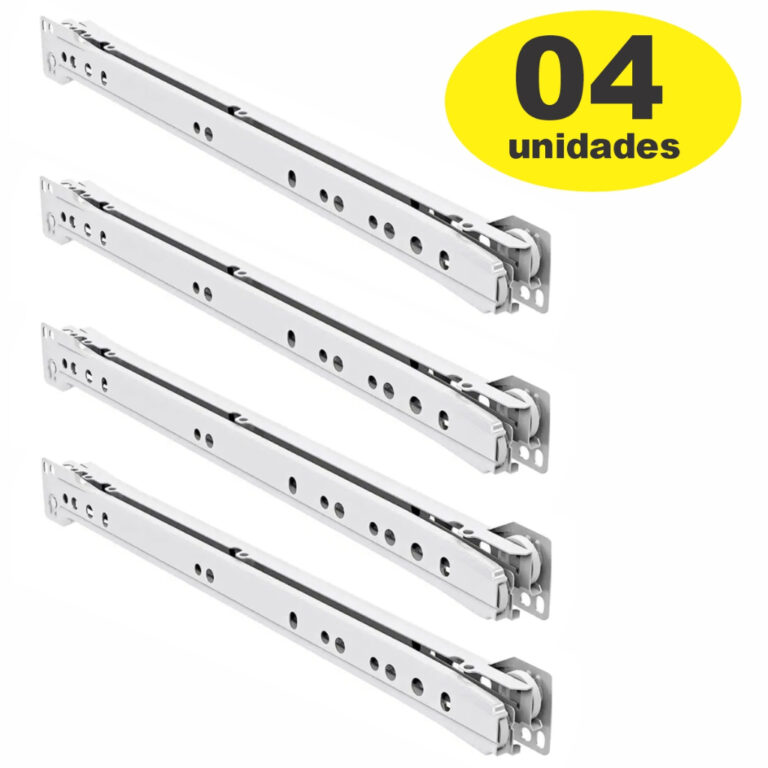 4 Pares Corrediça Para Gaveta 35cm Branca Comum 3
