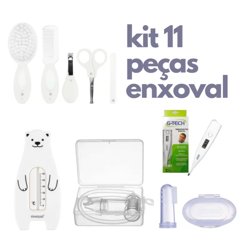 Kit Higiene bebê 11 peças completo Neutro Pimpol