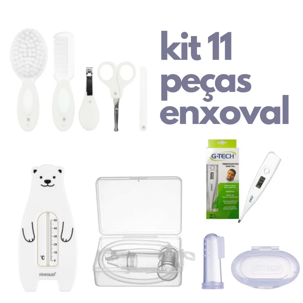 Kit Higiene bebê 11 peças completo Neutro Pimpolho Chá Revelação Recém Nascido