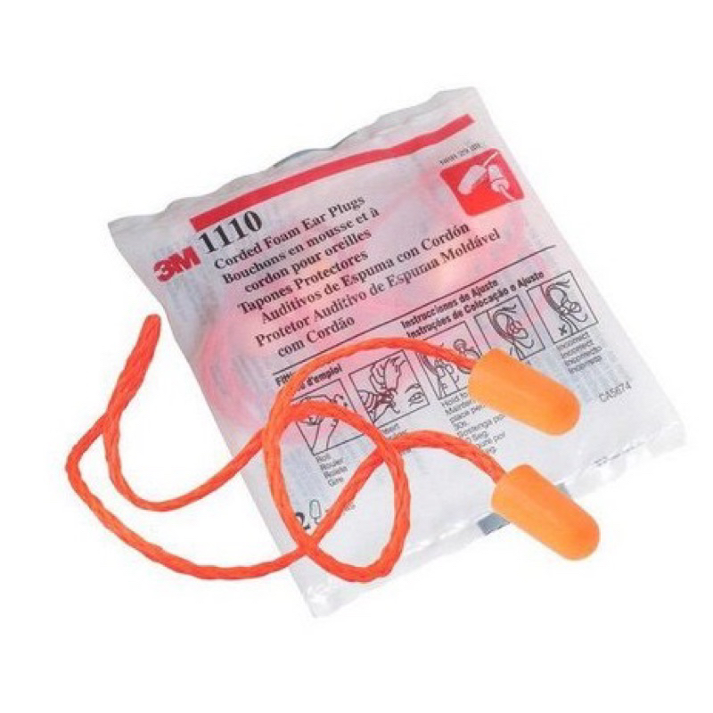 Kit 5 pares – Protetor Auricular 3M Espuma – Abafador Tampão Com Cordão Para Dormir