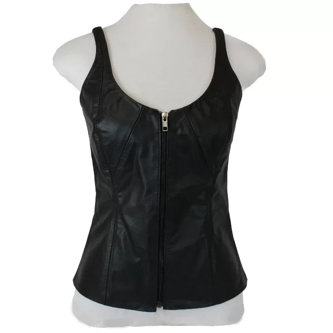 Blusinha Regata Em Couro Feminina 100% Bovino Leg�