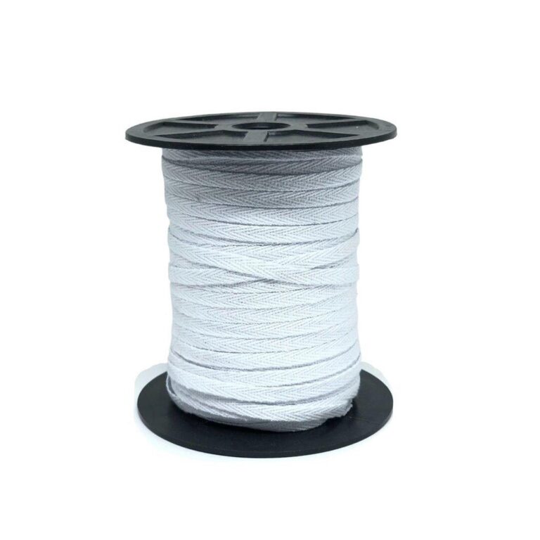 Cadarço Chato Sarjado Branco De Algodão 5mm Com 