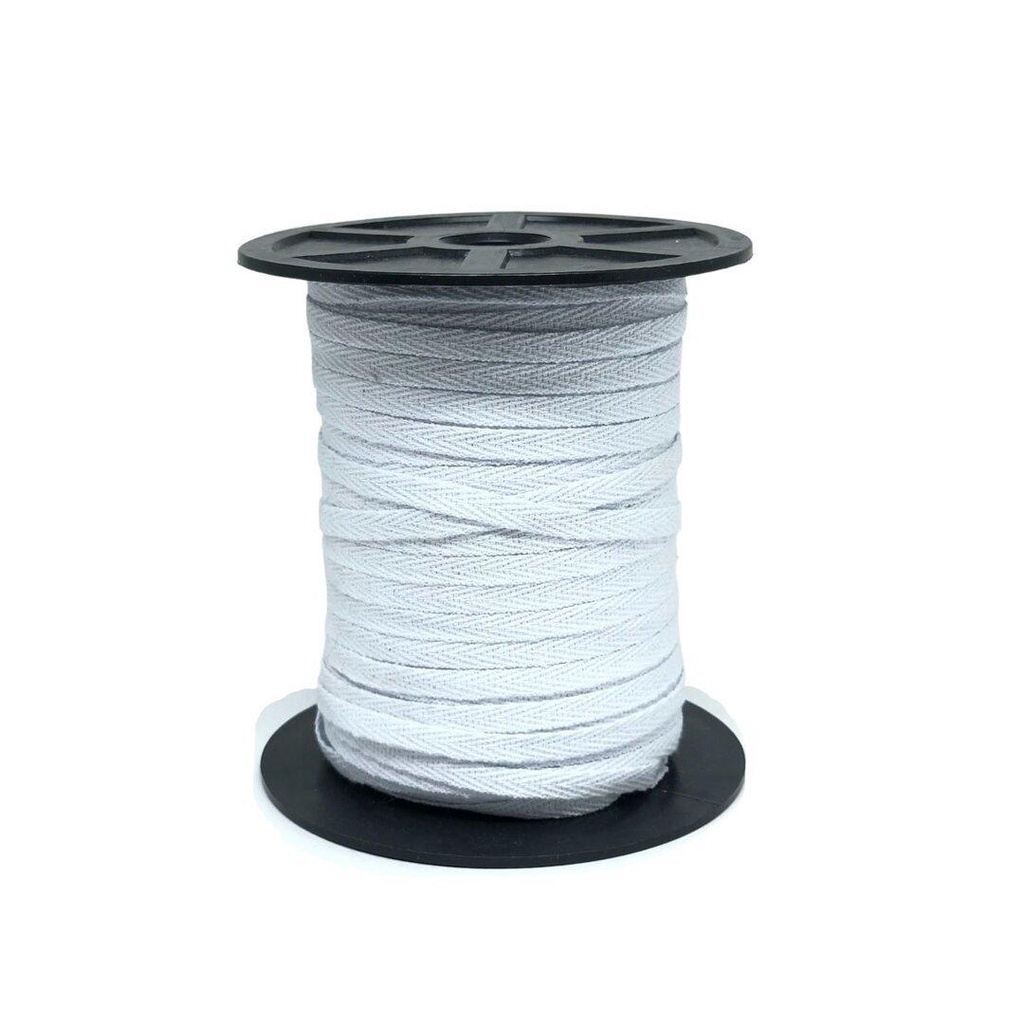 Cadarço Chato Sarjado Branco De Algodão 5mm Com 100 Metros
