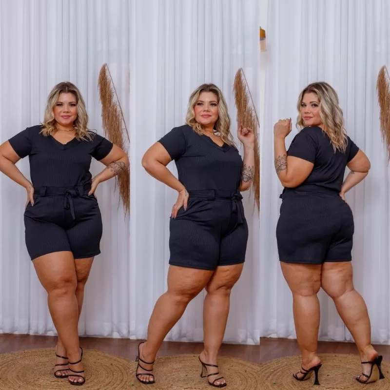 Macacão curto Plus Size Moda Verão