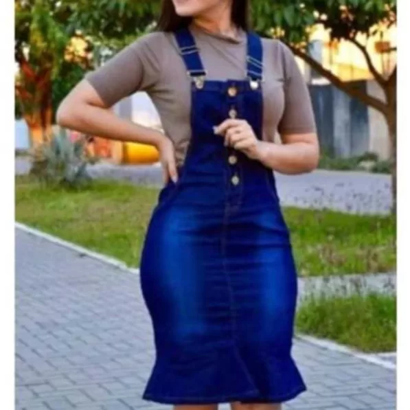 Jardineira Salopete jeans Feminina PREMIUM. plus s