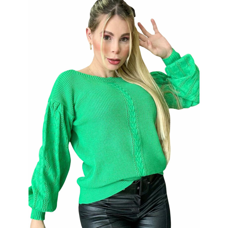 Blusa Inverno Com Mangas Bufantes E Detalhes na Ma
