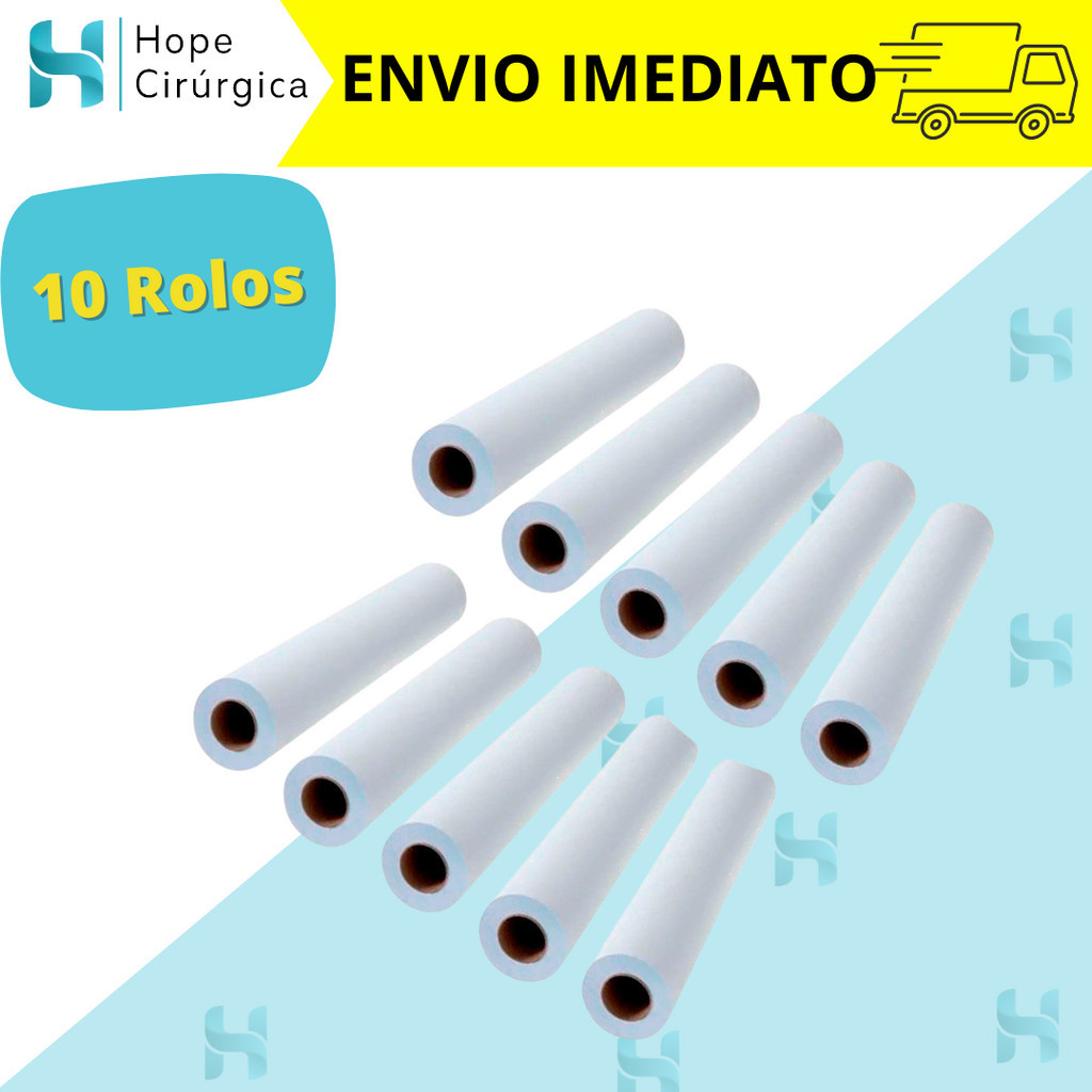Kit 10 Lençóis Descartáveis de Papel Hospitalar para Maca 70×50 cm cada rolo