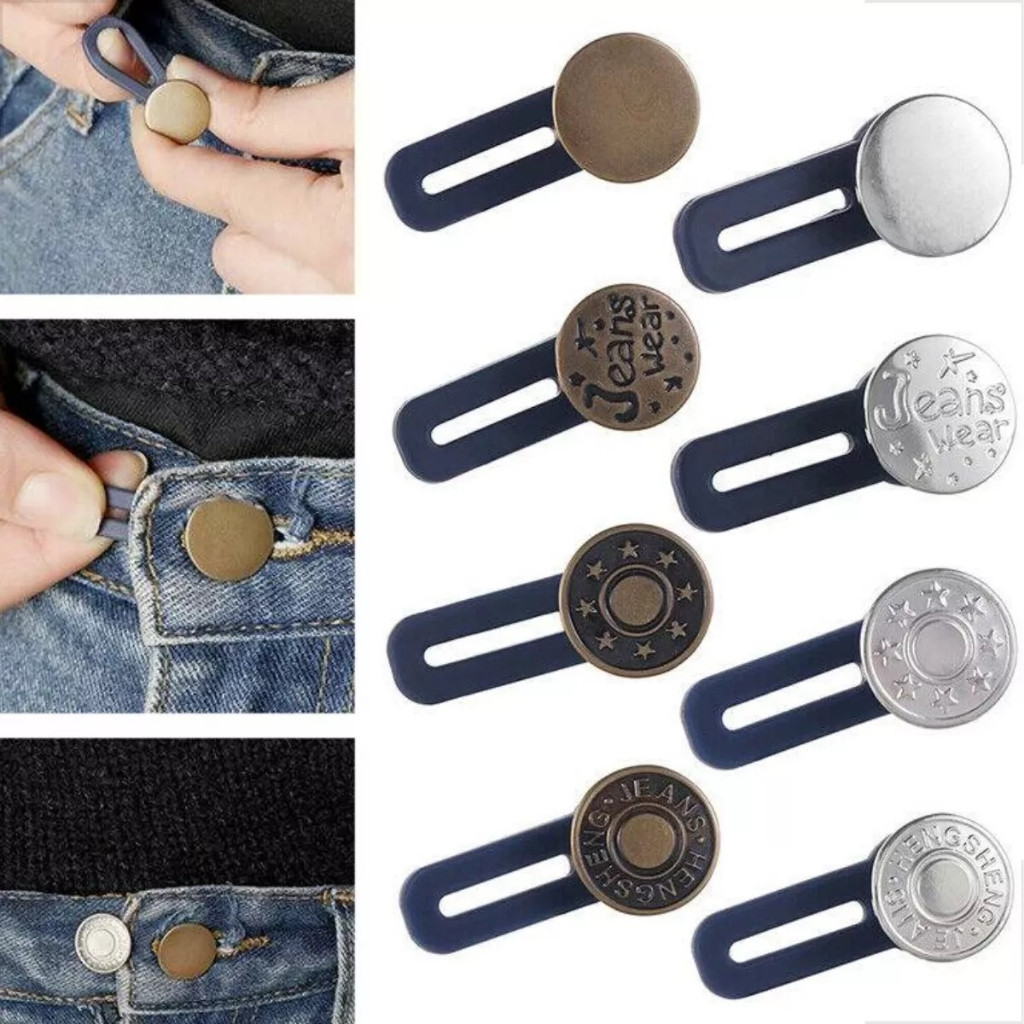 Extensor de Botões Calça Jeans Ajuste Duplo Unissex Confortável Silicone Aumenta Medidas Extende Bot