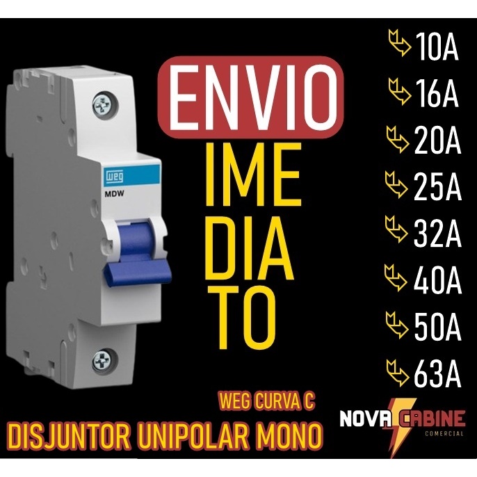 Disjuntor Unipolar/MONOPOLAR Weg Mdw-c 10A/16A/20A