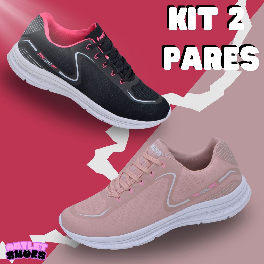 Kit 2 Pares Tênis Esportivos Masculino/Feminino para Academia e Corrida