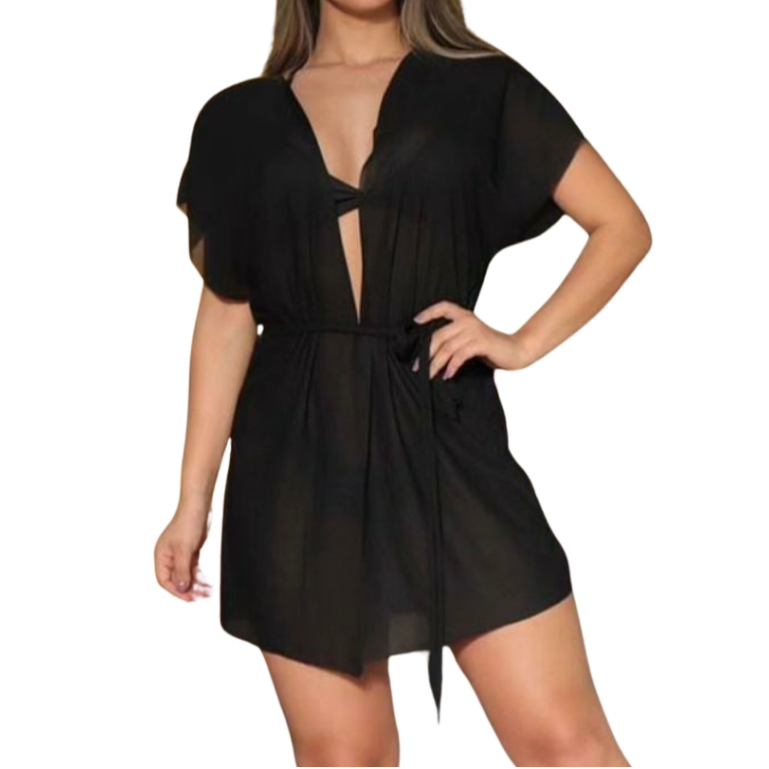 Saida de Praia Curta Kimono Acinturada Verão Moda