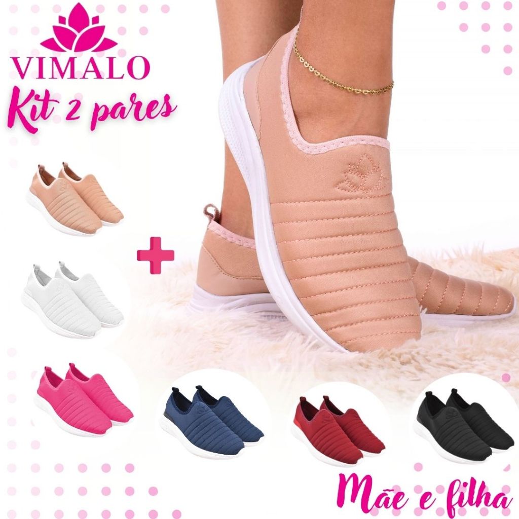 Kit 2 pares Tênis Jogging Feminino Vimalo VL02 NUDE + ADICIONAL