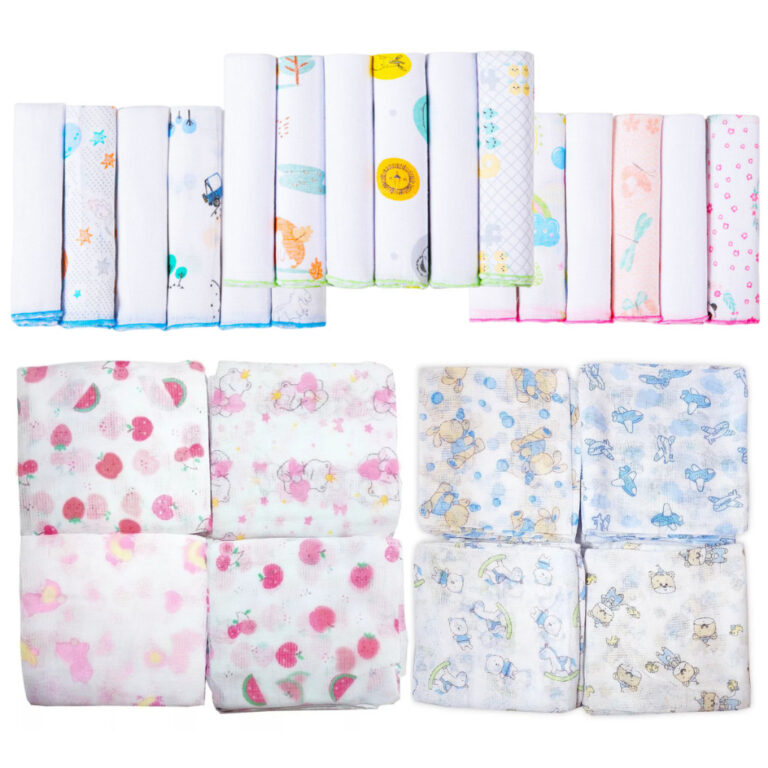 Kit 11 Peças – 5 Fraldas 60x60cm + 6 Paninh