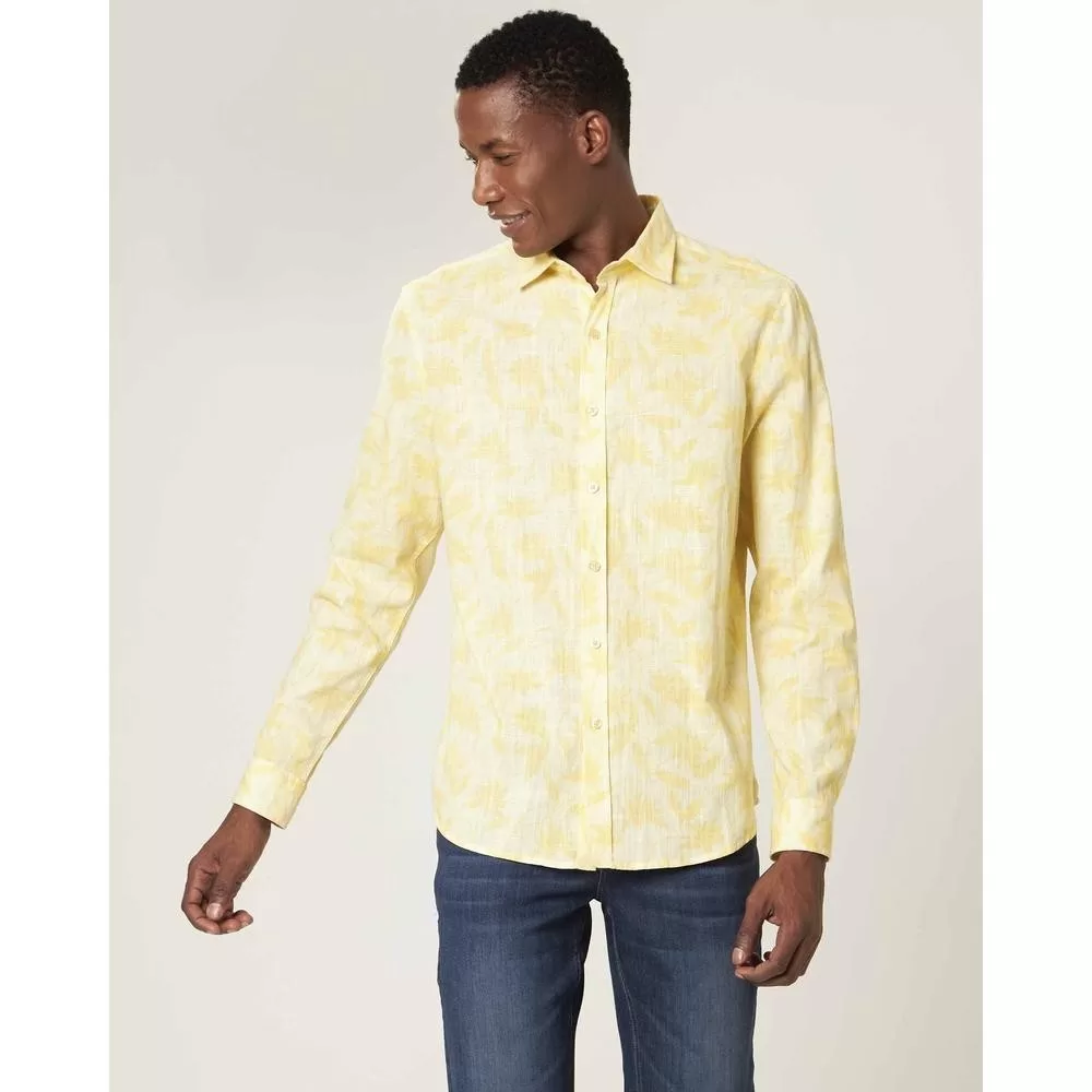 Camisa Folhagem Com Linho Malwee
