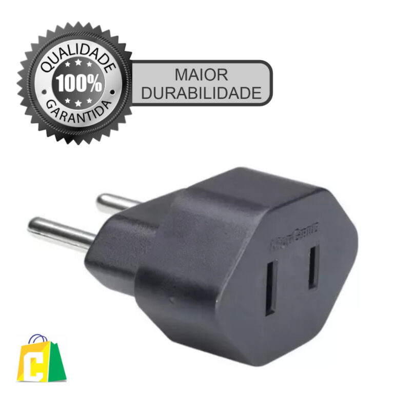 Adaptador Chato 2 Pinos 10A  Americano P Redondo M