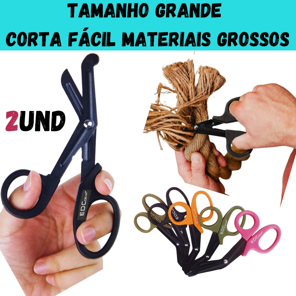 Kit 2 a 10 Tesoura Ponta Romba Grande EDC Aph Tático Primeiros Socorros