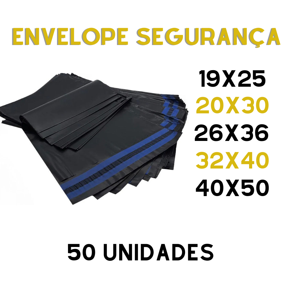 Kit Envelope de Segurança Inviolável com 50 unidades embalagem cinza auto colante – Varias medidas –