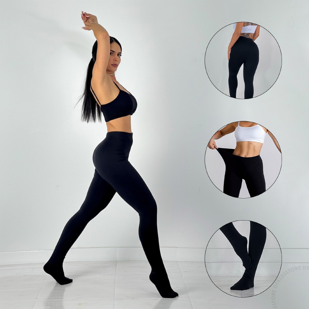 Meia Calça Térmica Fio 80 C/ Pezinho Feminina Flanelada Quentinha Inverno