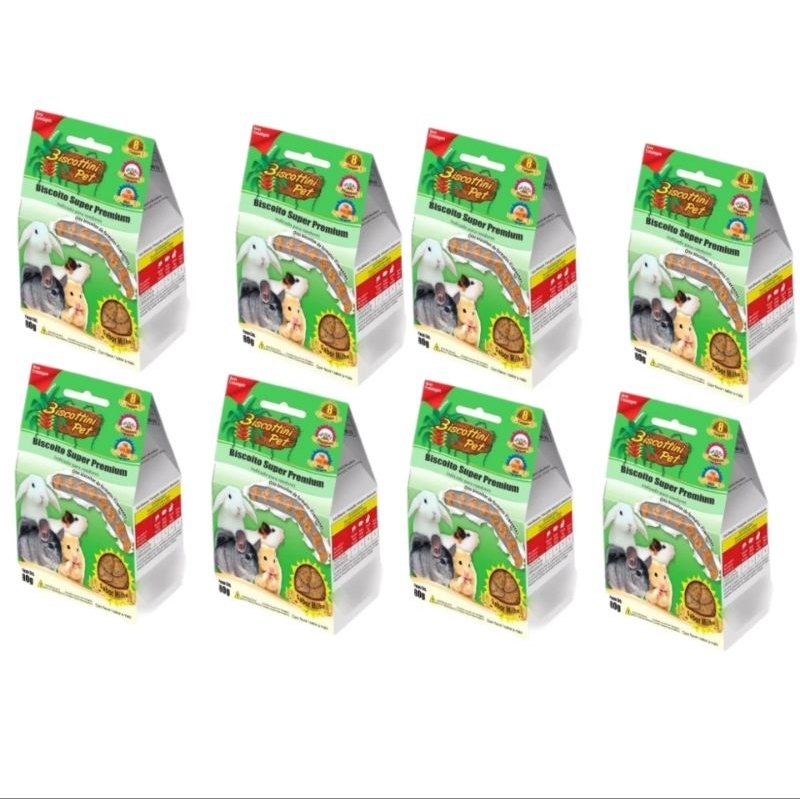 Kit 8 Biscoitos Para Roedores Petisco Biscottini Pet 80 Gr