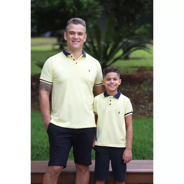 Kit polos tal pai tal filho amarelinho claro