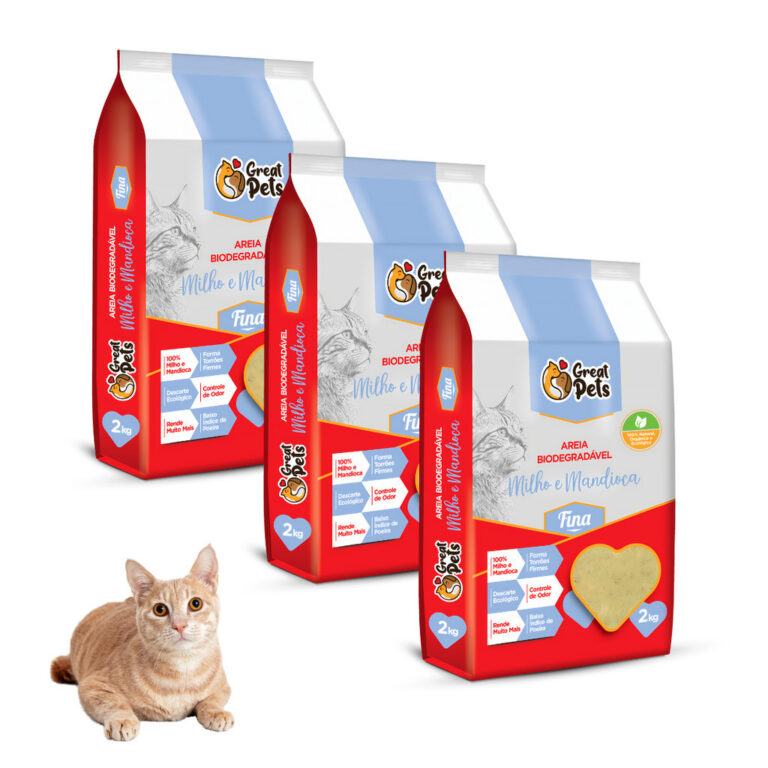 Kit 3pçs Areia Para Gato Biodegradavel Fina de Ma