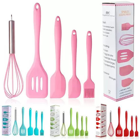 Kit 5 Peças Utensilios de Cozinha Silicone Colher