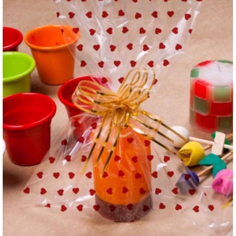 KIt 50 sacos de presente celofane transparente e decorado vários tamanhos