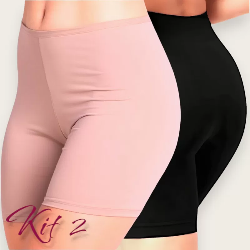 Kit 2 Short Anágua Segunda Pele Conforto Lingerie Moda íntima Short para Saia Vestido