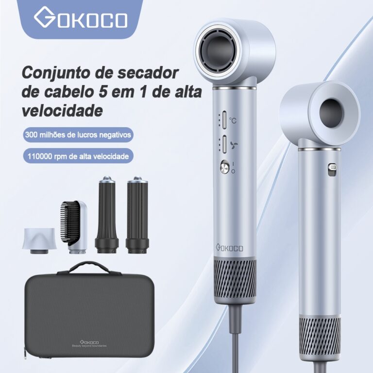 Gokoco Escova Secadora 5 em 1 Alta Velocidade Magn