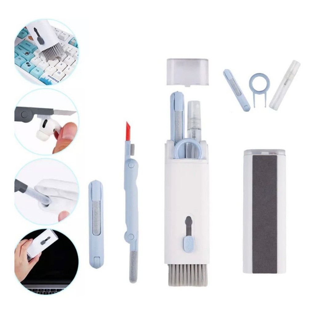 Escova Multifuncional 7 em 1 Limpeza Teclado Fone Laptop Fonte